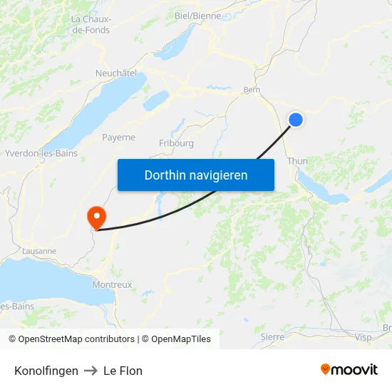 Konolfingen to Le Flon map