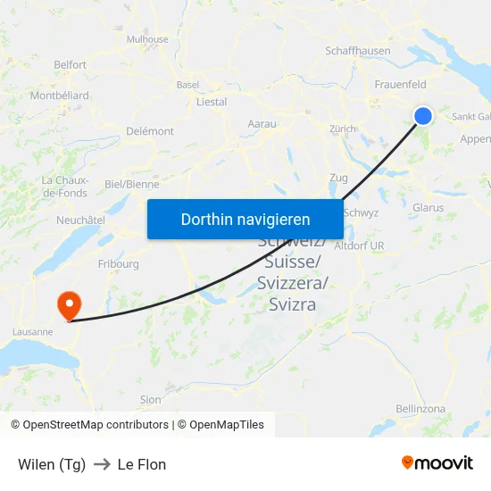 Wilen (Tg) to Le Flon map