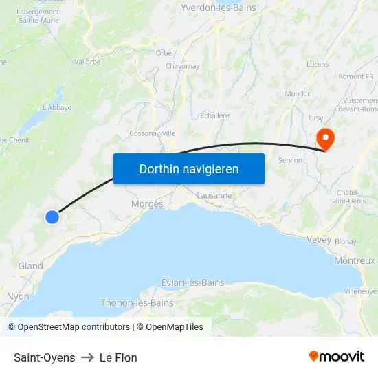 Saint-Oyens to Le Flon map
