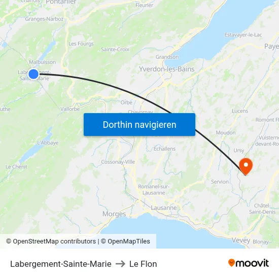 Labergement-Sainte-Marie to Le Flon map