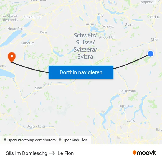 Sils Im Domleschg to Le Flon map