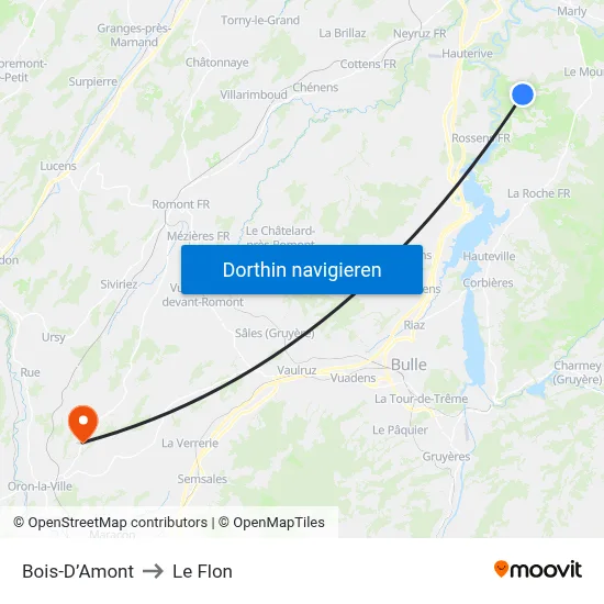 Bois-D’Amont to Le Flon map