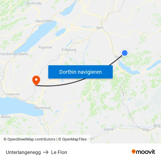 Unterlangenegg to Le Flon map
