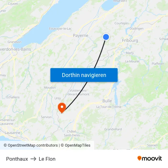 Ponthaux to Le Flon map
