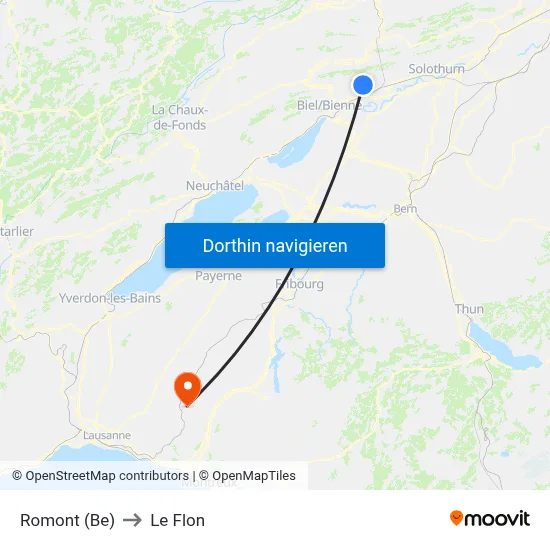 Romont (Be) to Le Flon map