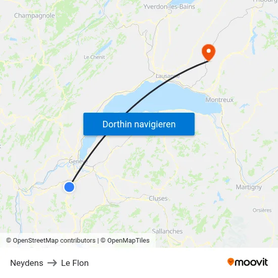 Neydens to Le Flon map