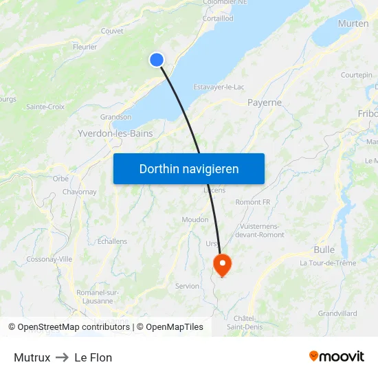 Mutrux to Le Flon map