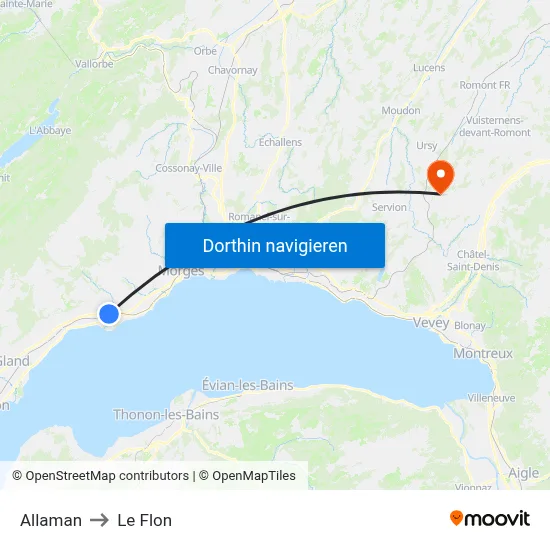 Allaman to Le Flon map