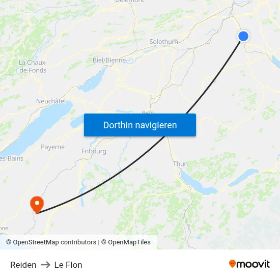 Reiden to Le Flon map