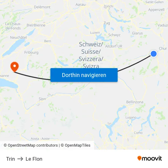 Trin to Le Flon map
