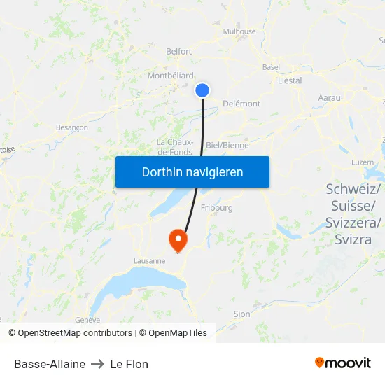 Basse-Allaine to Le Flon map