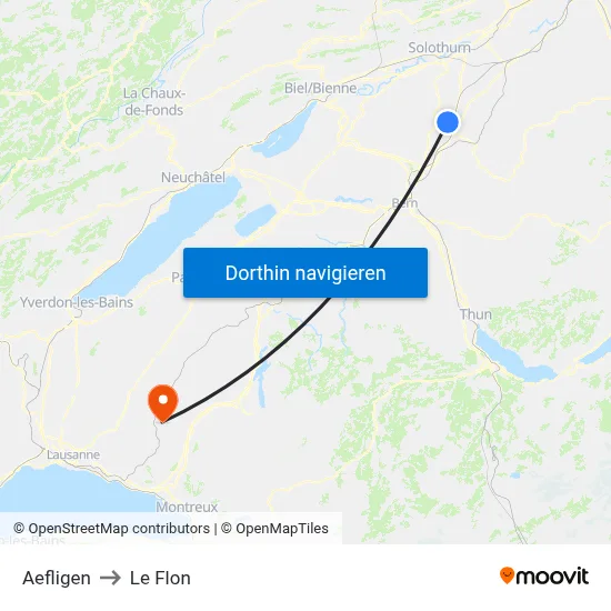 Aefligen to Le Flon map