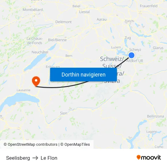 Seelisberg to Le Flon map