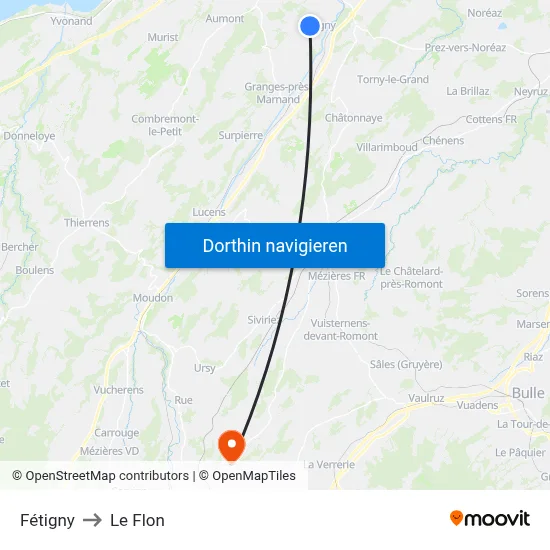 Fétigny to Le Flon map