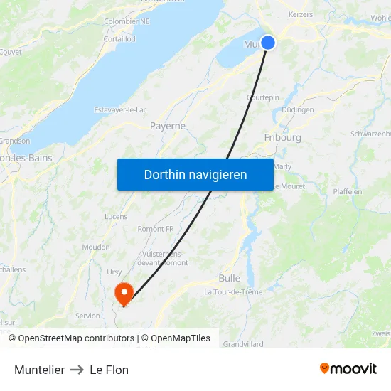 Muntelier to Le Flon map