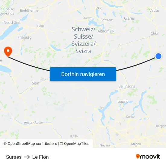 Surses to Le Flon map
