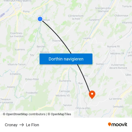 Cronay to Le Flon map
