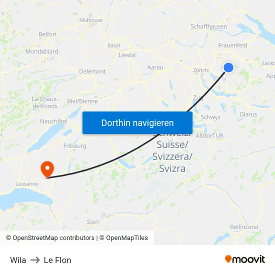Wila to Le Flon map