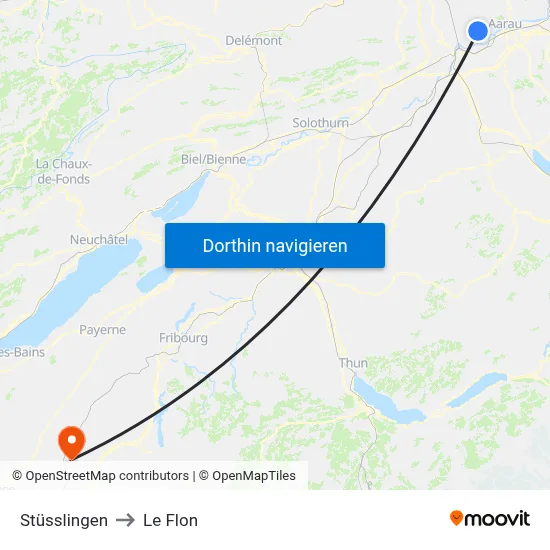Stüsslingen to Le Flon map