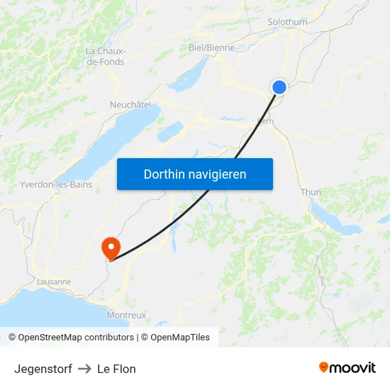 Jegenstorf to Le Flon map