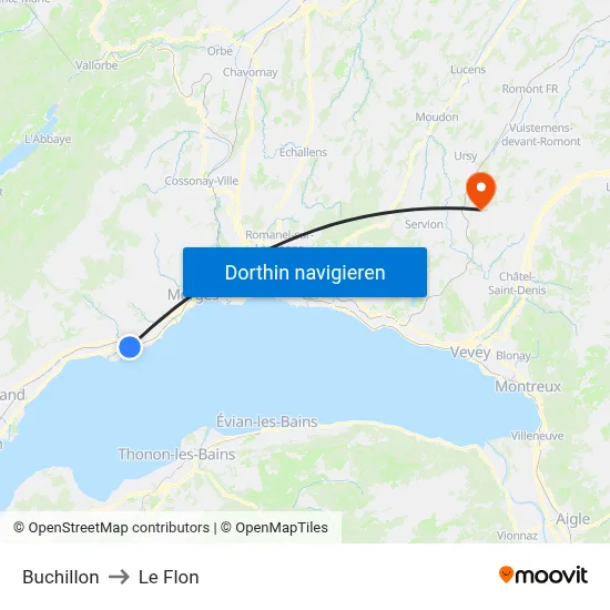 Buchillon to Le Flon map