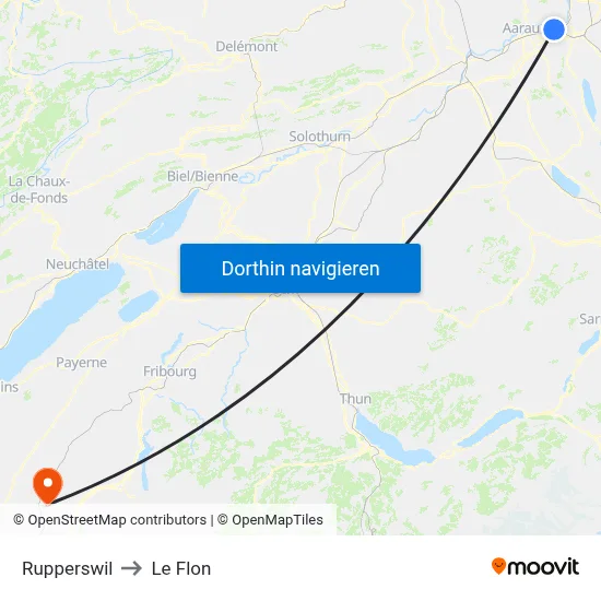 Rupperswil to Le Flon map