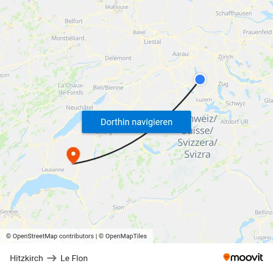 Hitzkirch to Le Flon map