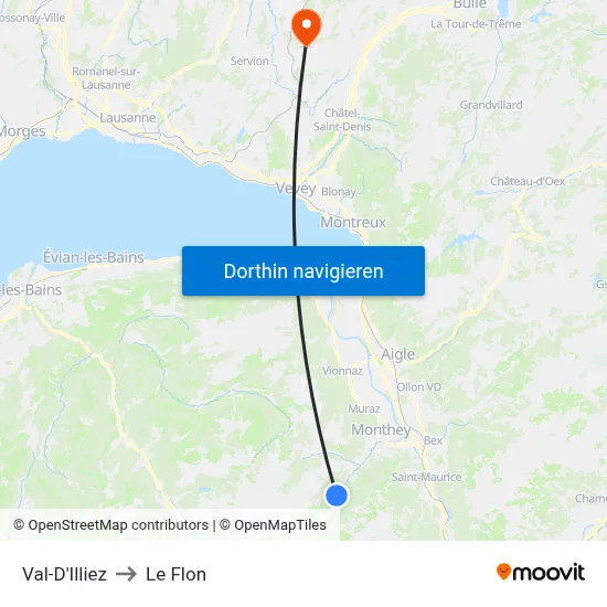 Val-D'Illiez to Le Flon map