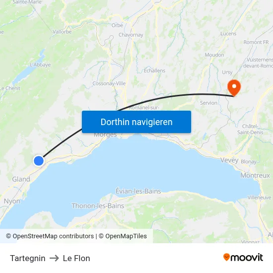 Tartegnin to Le Flon map