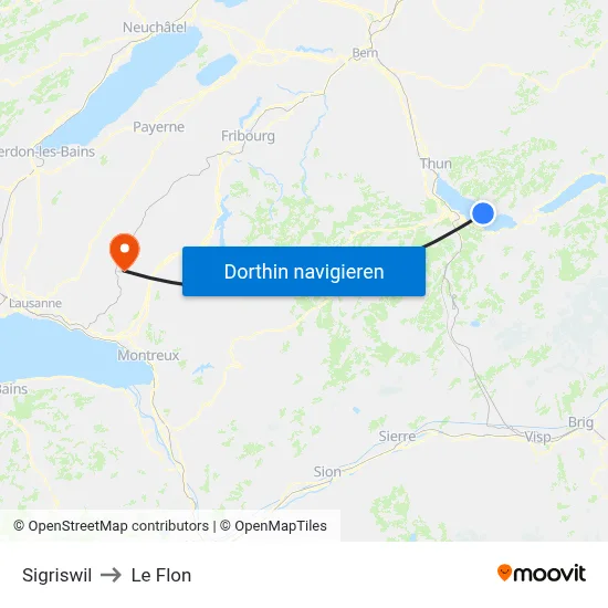 Sigriswil to Le Flon map