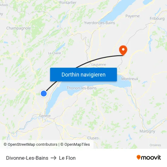 Divonne-Les-Bains to Le Flon map