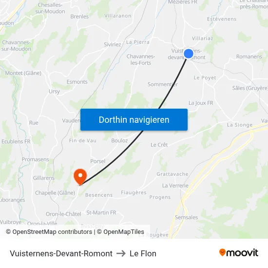Vuisternens-Devant-Romont to Le Flon map