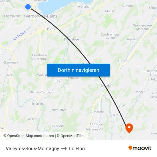 Valeyres-Sous-Montagny to Le Flon map