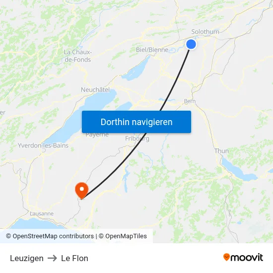 Leuzigen to Le Flon map