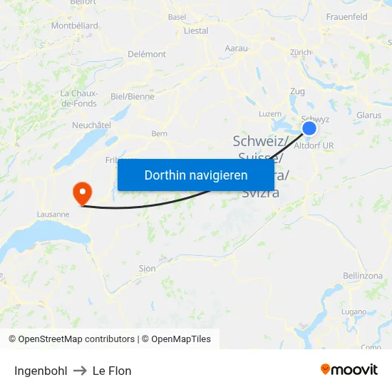 Ingenbohl to Le Flon map