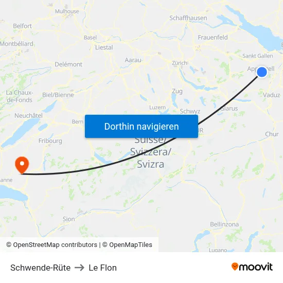 Schwende-Rüte to Le Flon map