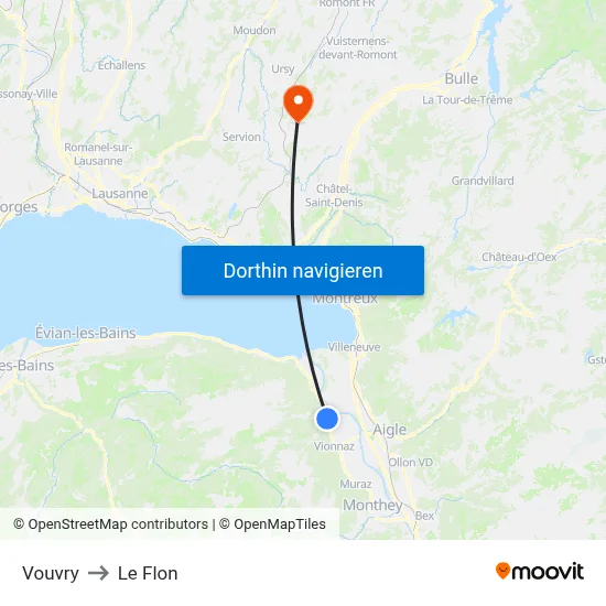 Vouvry to Le Flon map