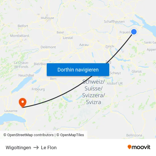 Wigoltingen to Le Flon map