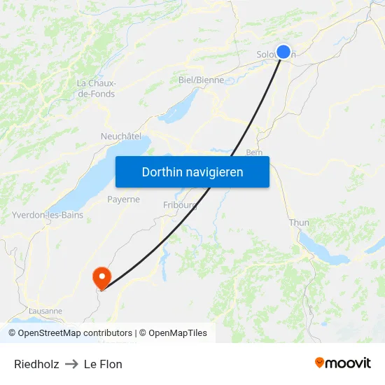 Riedholz to Le Flon map