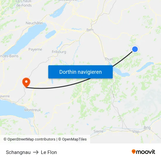 Schangnau to Le Flon map