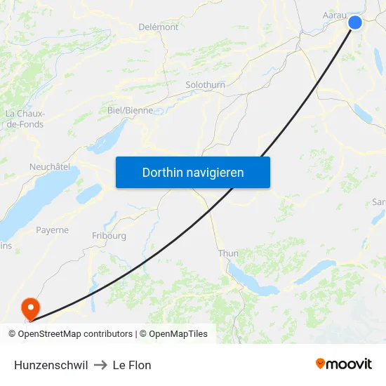 Hunzenschwil to Le Flon map