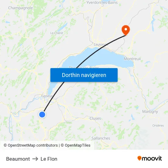 Beaumont to Le Flon map