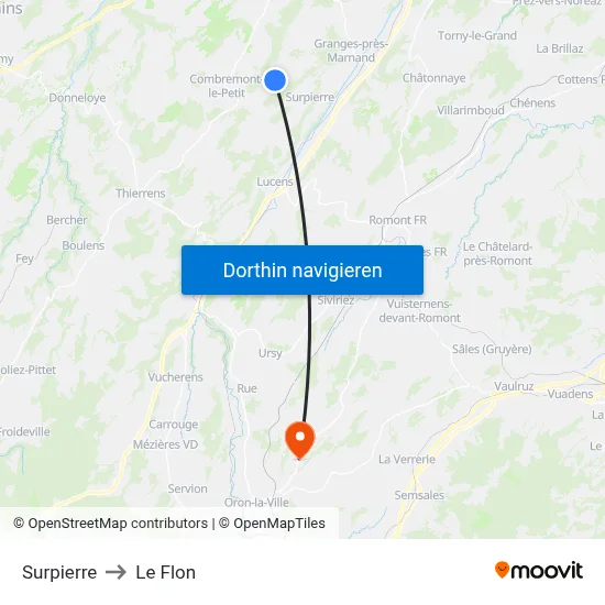 Surpierre to Le Flon map