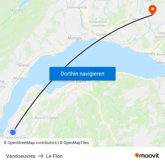 Vandoeuvres to Le Flon map