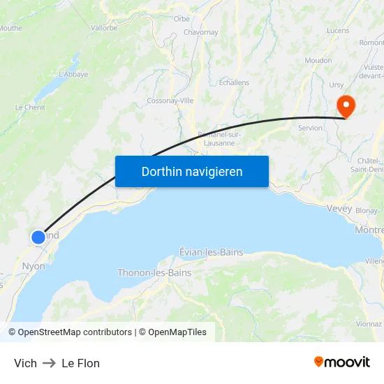 Vich to Le Flon map