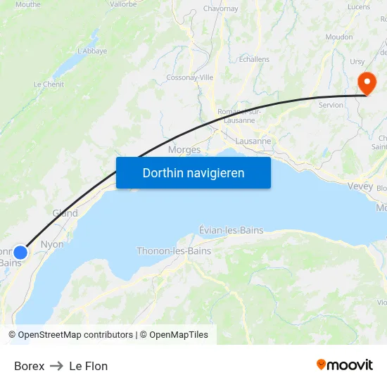 Borex to Le Flon map