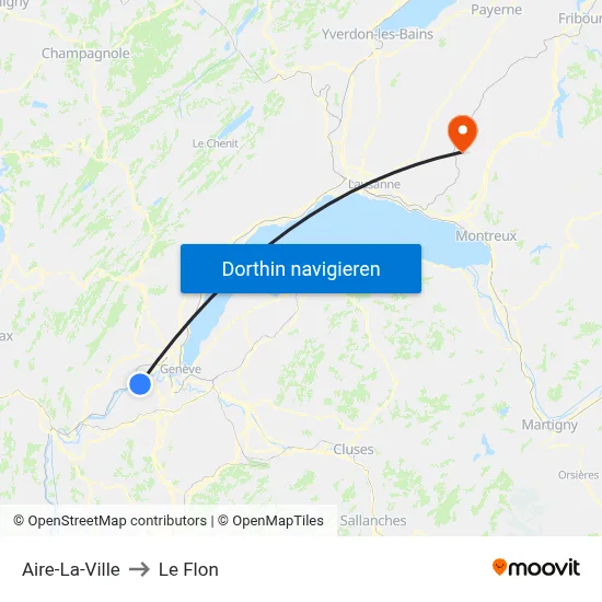 Aire-La-Ville to Le Flon map