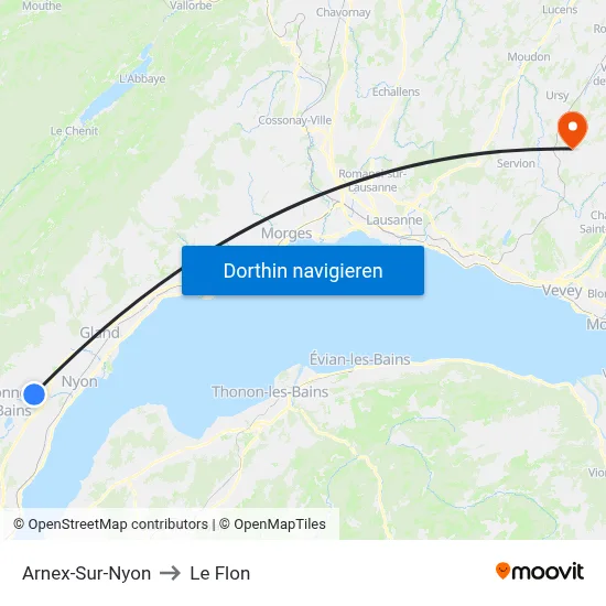Arnex-Sur-Nyon to Le Flon map