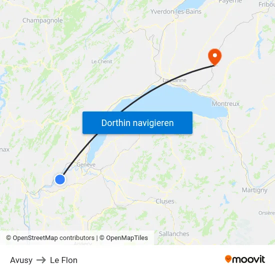 Avusy to Le Flon map