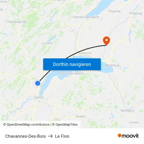 Chavannes-Des-Bois to Le Flon map